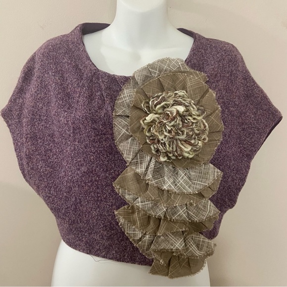 Moth Jackets & Blazers - Anthropologie Moth Adler Applique Corsage Flower Crop Vest Shrug Wrap